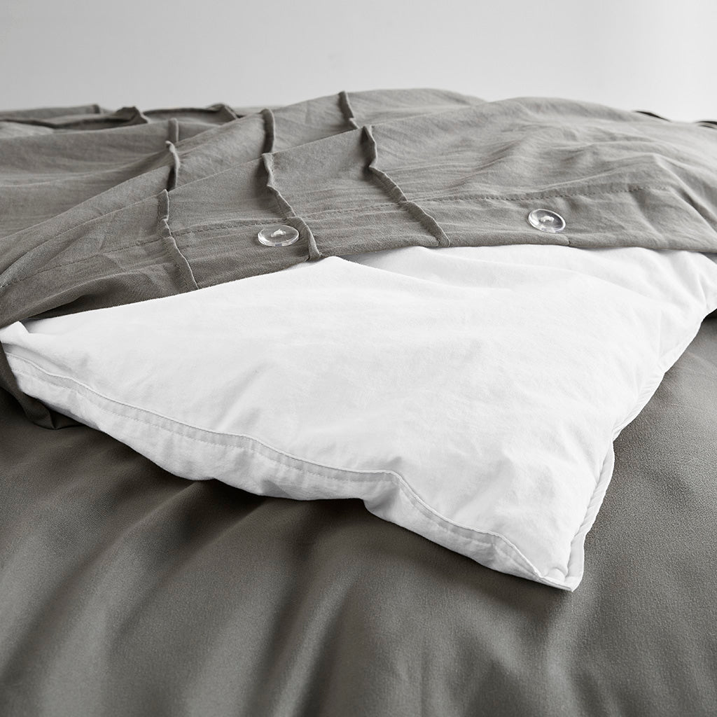 Walker Soft Washed Pleated Comforter Set - Grey