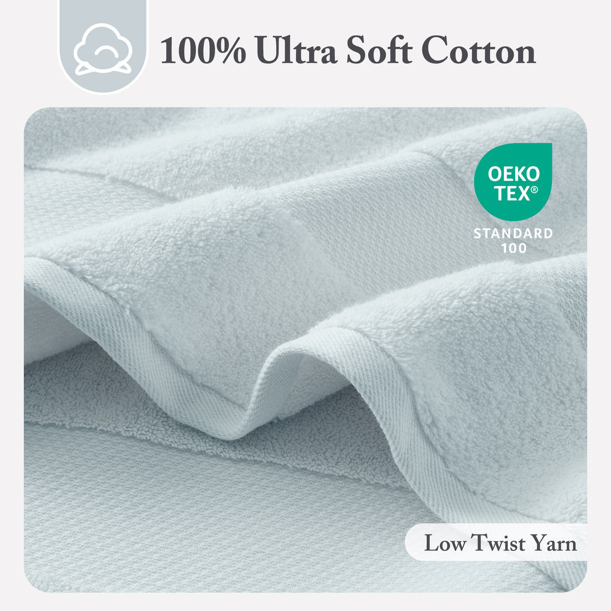 Turkish Cotton 6 Piece Bath Towel Set - Light Blue