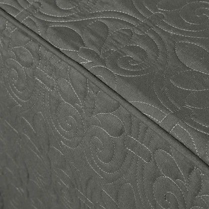 Quebec 3 Piece Split Corner Pleated Quilted Bedspread - Dark Grey