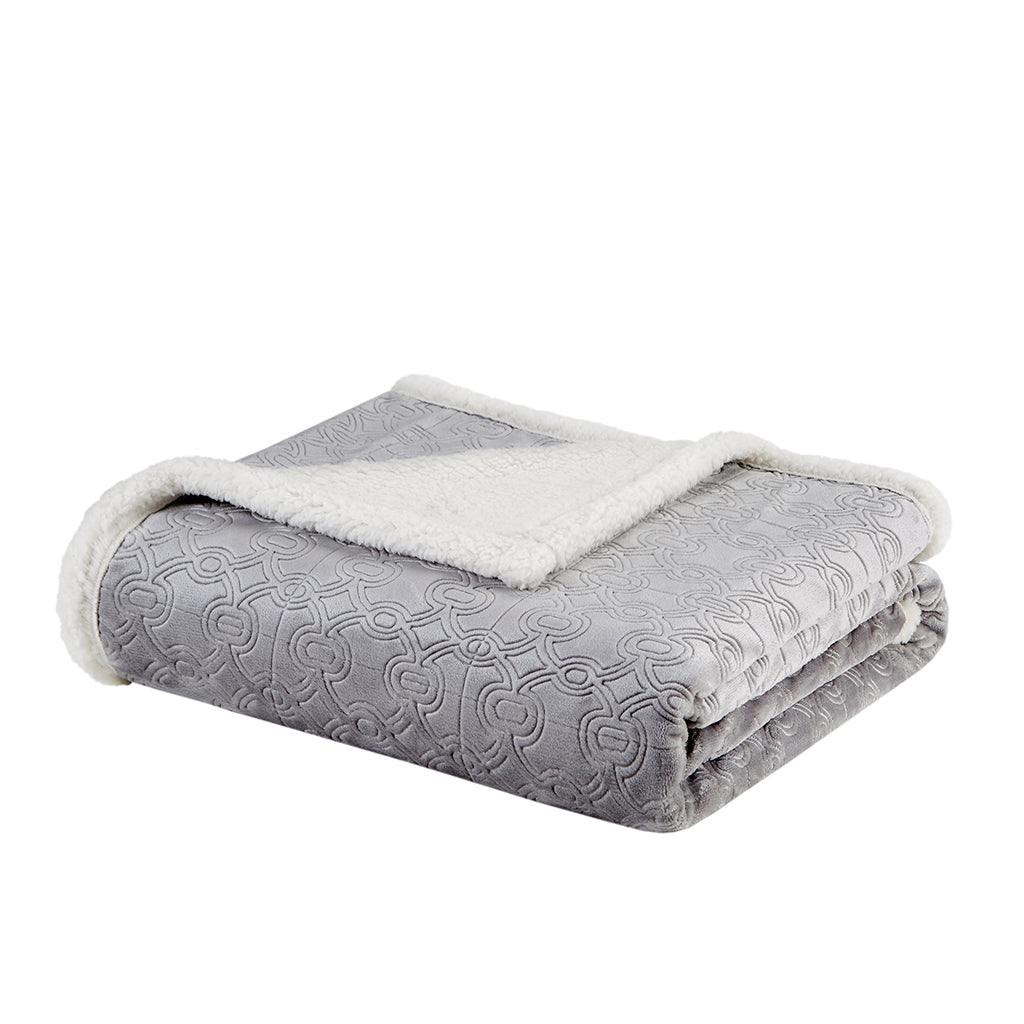 Elma Oversized Textured Plush Throw - Grey