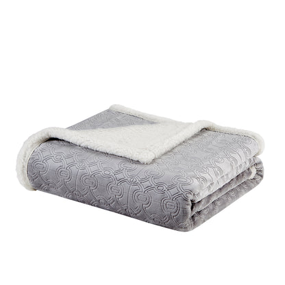 Elma Oversized Textured Plush Throw - Grey