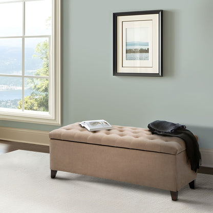 Shandra Tufted Top Upholstered Storage Bench - Sand