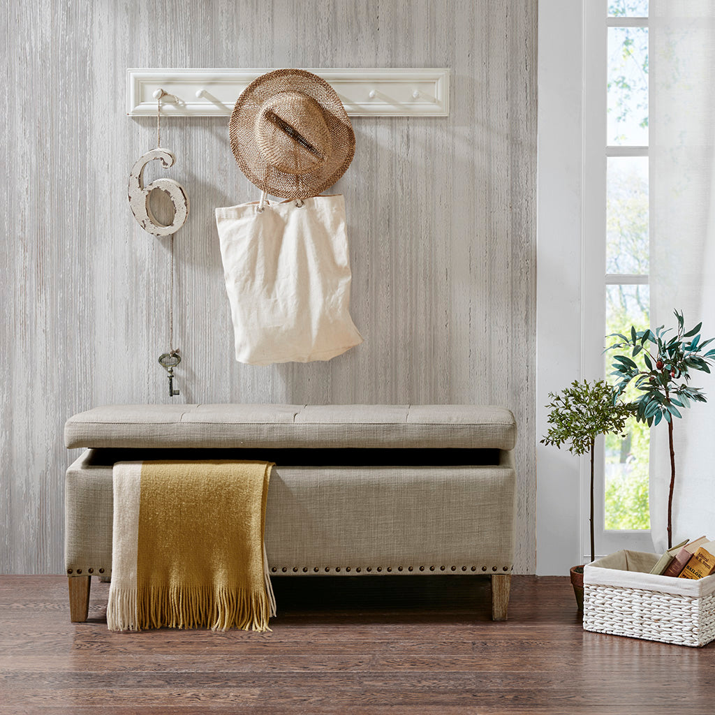 Shandra II Tufted Top Soft Close Storage Bench - Light Grey