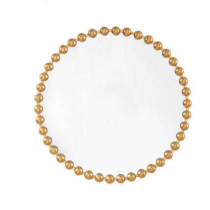 Marlowe Beaded Round Wall Mirror - Gold