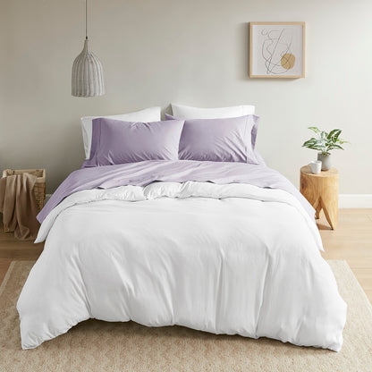 200 Thread Count Relaxed Cotton Percale Sheet Set - Purple