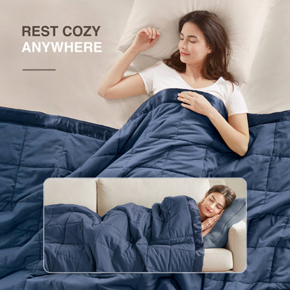Windom Lightweight Down Alternative Blanket with Satin Trim - Navy