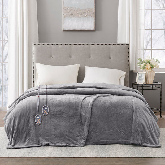 Plush Heated Blanket - Grey