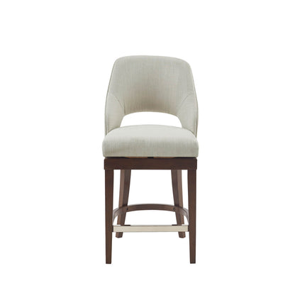 Jillian Upholstered Counter Stool with Cutout Back Design and Swivel Seat - Cream