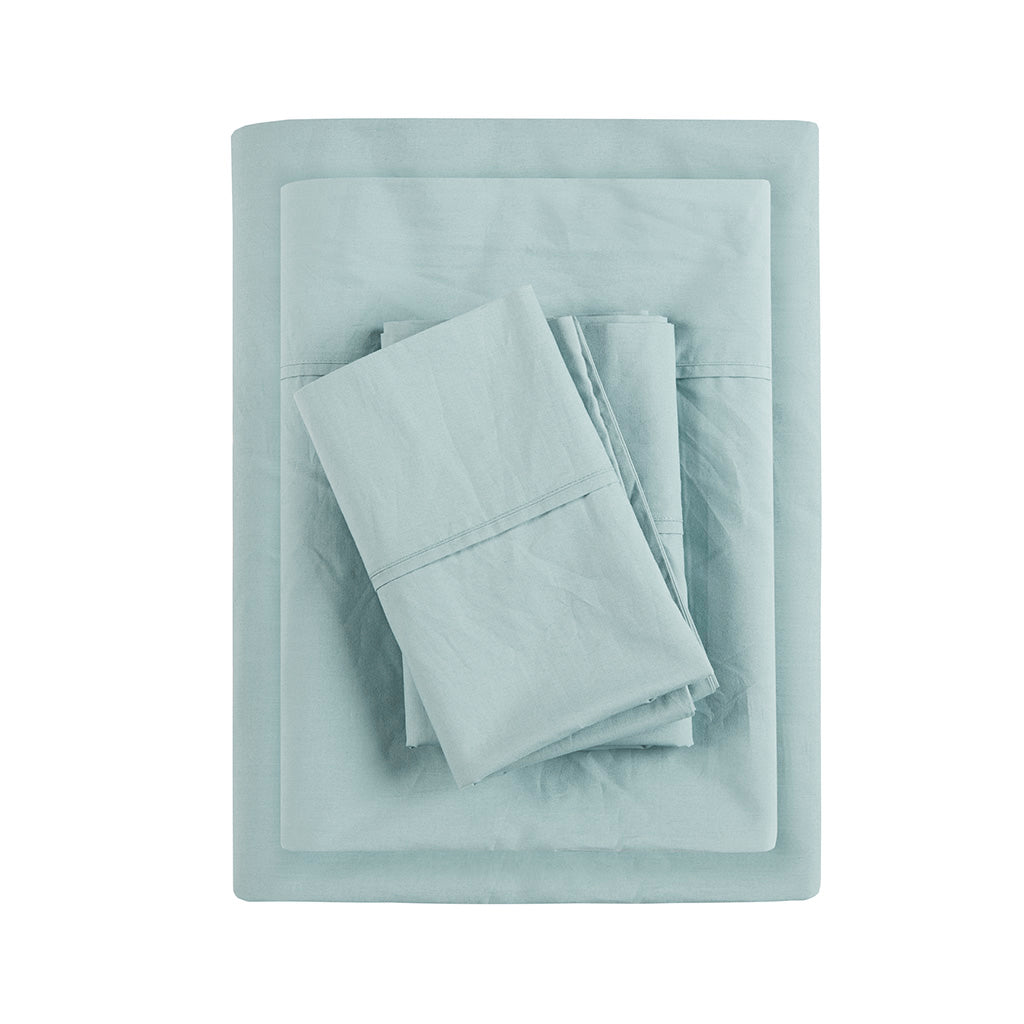200 Thread Count Relaxed Cotton Percale Sheet Set - Aqua
