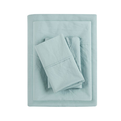 200 Thread Count Relaxed Cotton Percale Sheet Set - Aqua