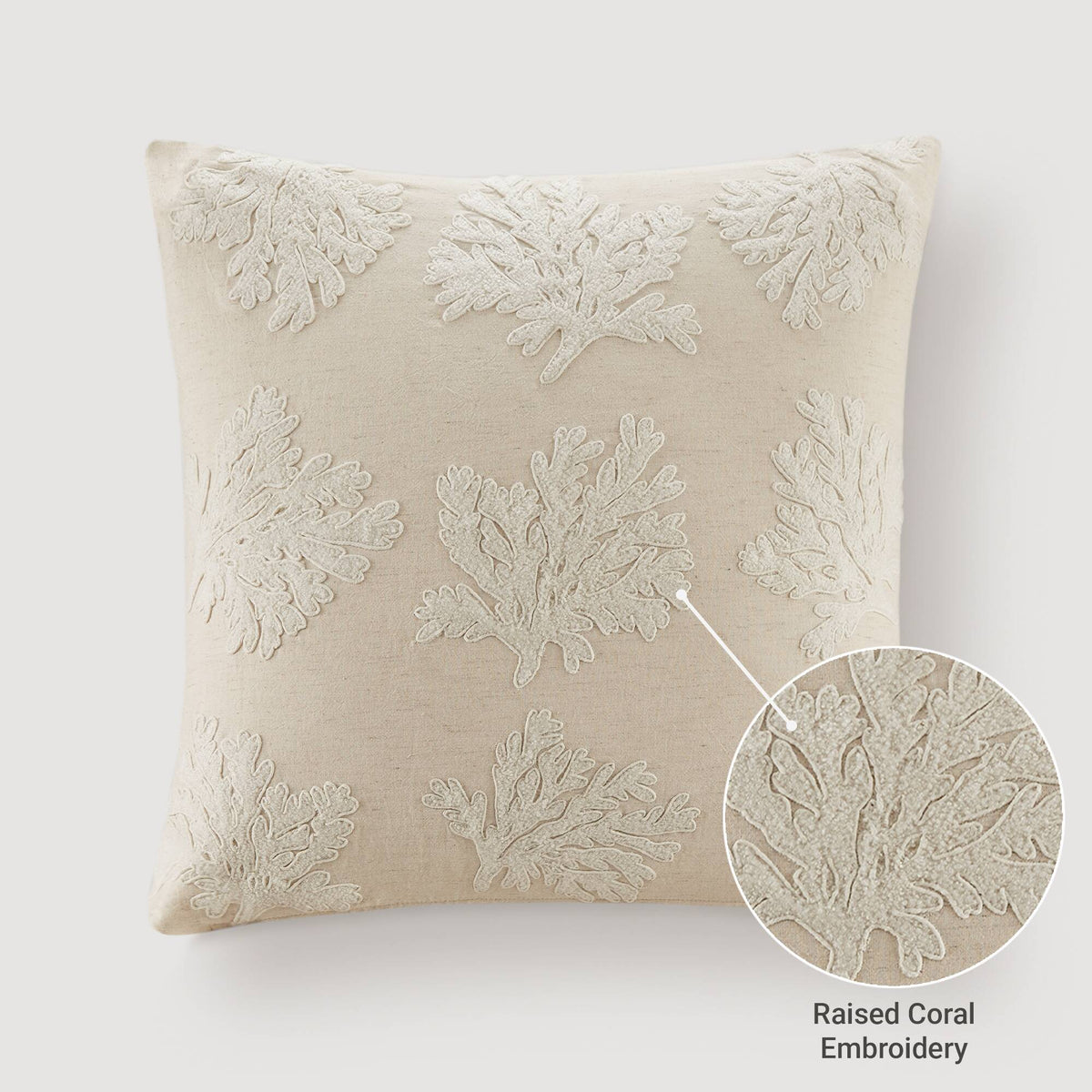 Camila Coral 1 Piece Cotton Pillow Cover - Linen