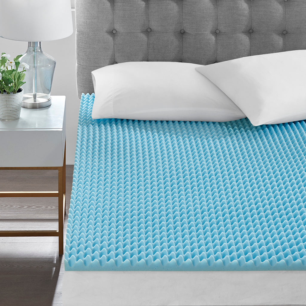 1.5" Gel Memory Foam All Season Reversible Cooling Mattress Topper - Blue