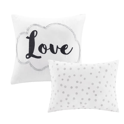 Raina Metallic Printed Comforter Set - White/Silver