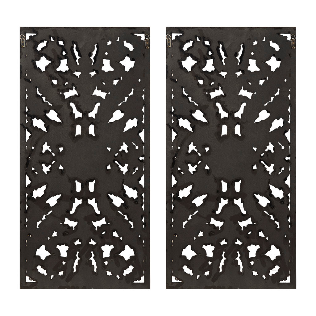 Botanical Panel Distressed Carved Wood 2-piece Wall Decor Set - Bronze