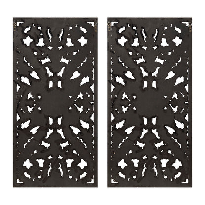 Botanical Panel Distressed Carved Wood 2-piece Wall Decor Set - Bronze