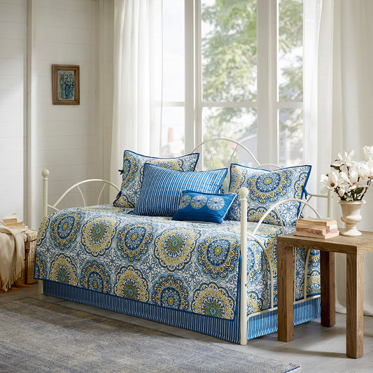 Tangiers 6 Piece Reversible Daybed Cover Set - Blue