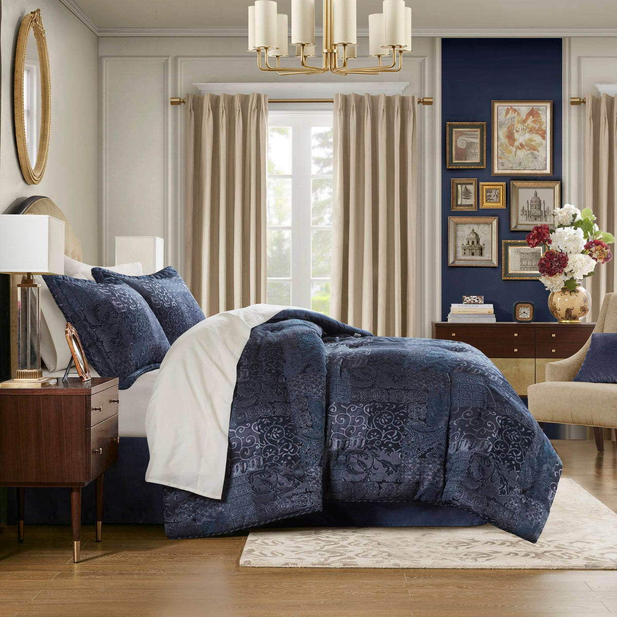 Galleria 4 Piece Comforter Set - Navy