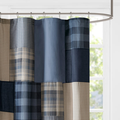Winter Hills 100% Cotton Shower Curtain - Blue