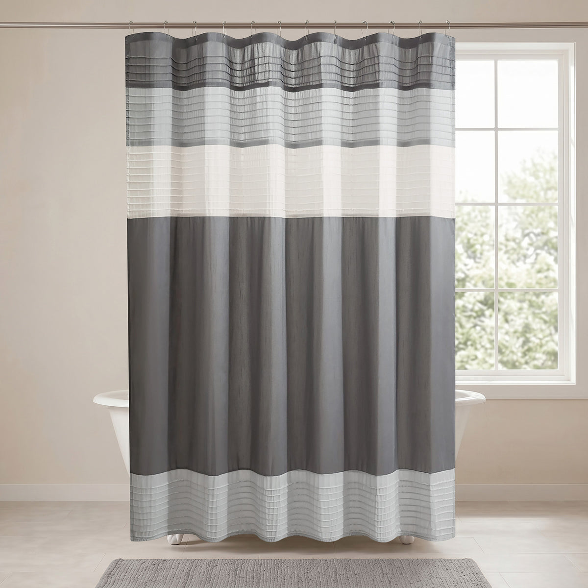 Amherst Faux Silk Shower Curtain - Grey