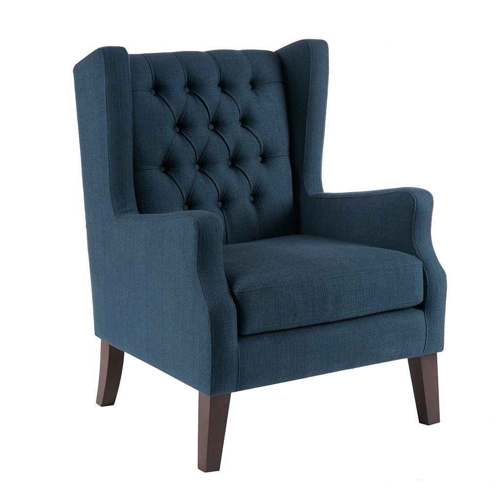 Maxwell Button Tufted Navy Wing Chair