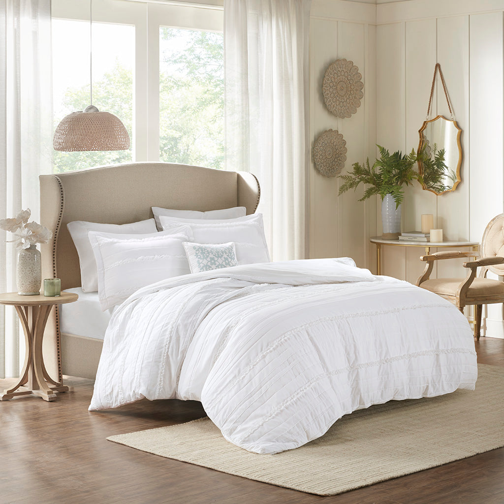 Celeste 4 Piece Microfiber 2-in-1 Duvet Set - White