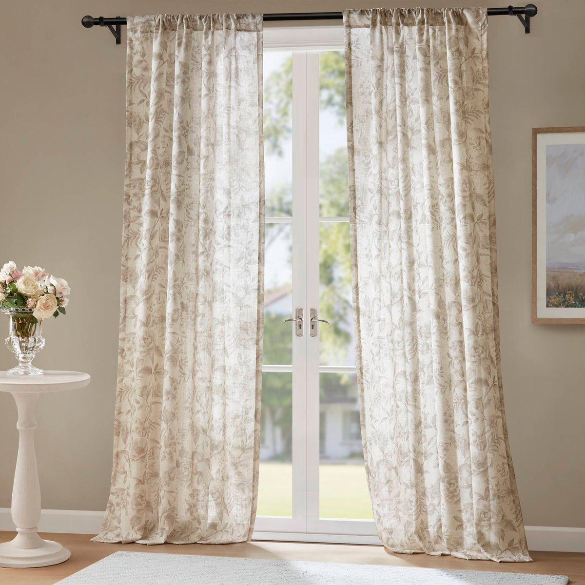 Lana Floral Window Panel - Neutral