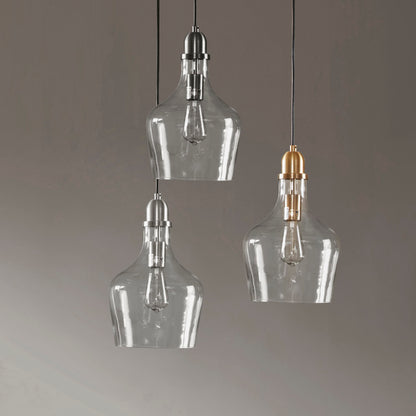 Auburn Bell Shaped Hanging Glass Pendant Light - Bronze/Clear
