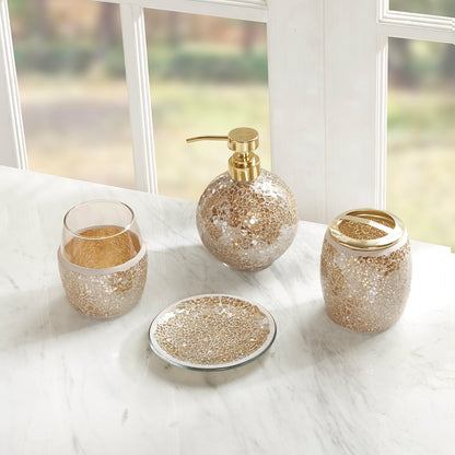 Mosaic 4 Piece Bath Accessory Set - Gold