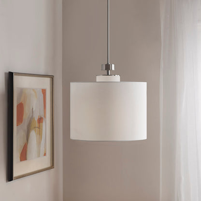 Pacific Metal Pendant with Drum Shade - Plated Nickel