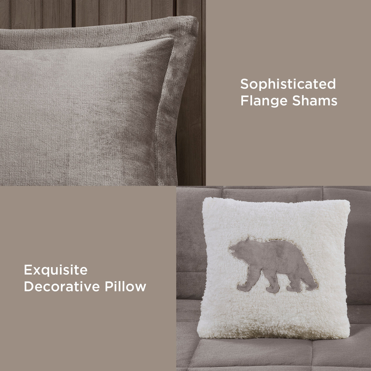Alton Plush to Sherpa Down Alternative Comforter Set - Grey/Ivory