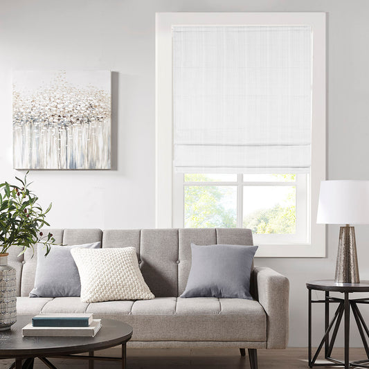 Galen Basketweave Cordless Roman Shade Collection - White