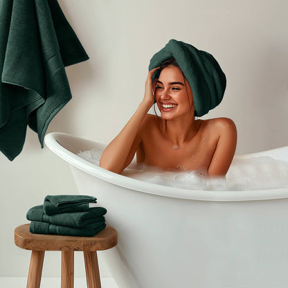 800GSM 100% Cotton 8 Piece Towel Set - Dark Green