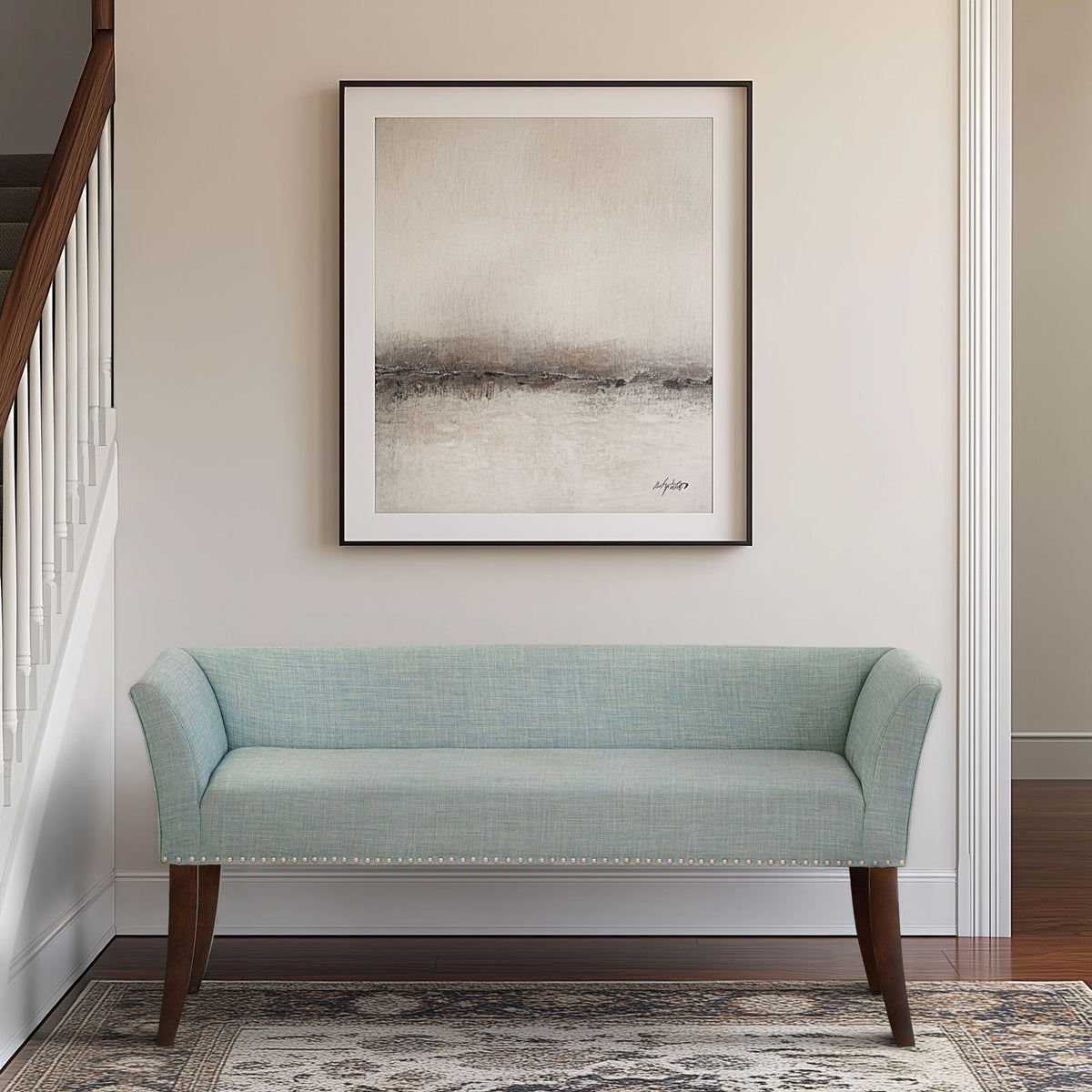 Welburn Upholstered Bench - Light Blue