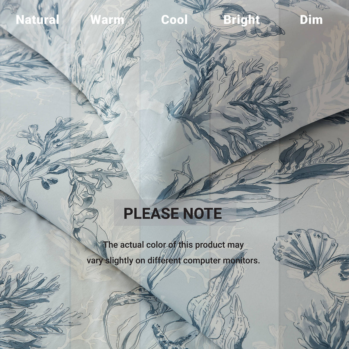 Paros Coral Reef 100% Cotton Sateen Duvet Cover Set - Navy/Blue