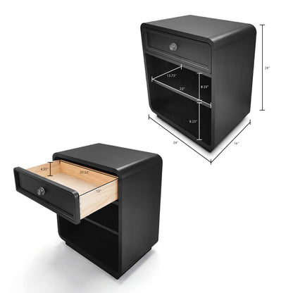 Deco Nightstand - Black Satin