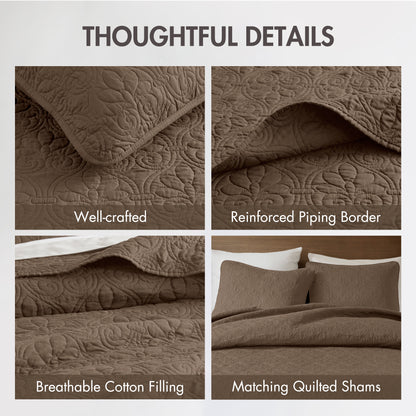 Quebec Reversible Bedspread Set - Mocha