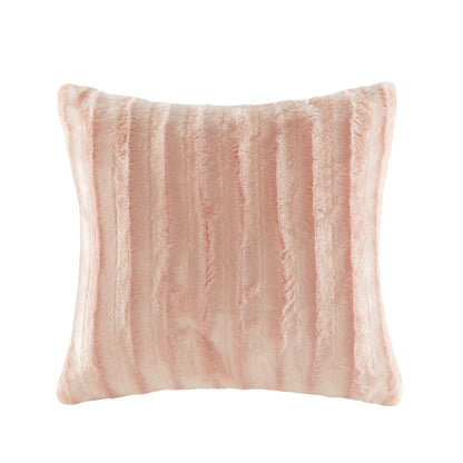 Duke Faux Fur Square Pillow - Blush