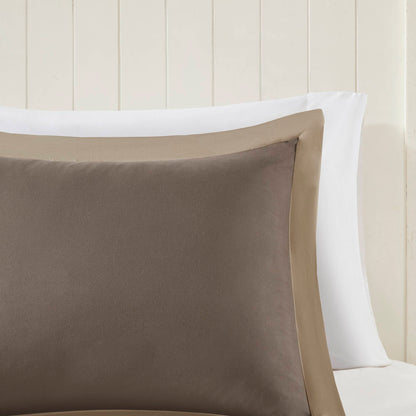 Larkspur 3M Scotchgard Reversible Down Alt Comforter Set - Brown/Sand