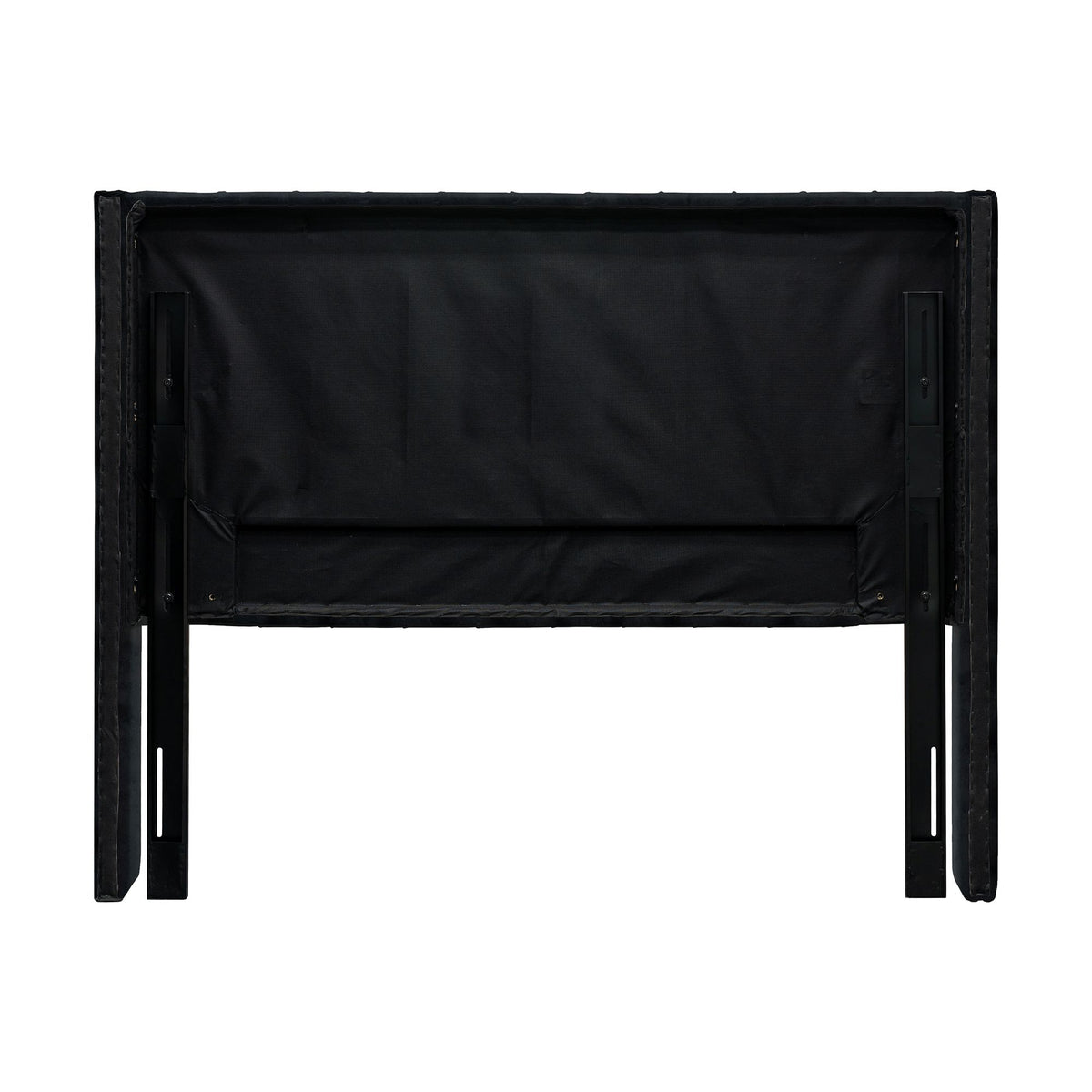 Amelia Upholstered Wingback Headboard with Button Tufting & Nailhead Trim - Black Velvet