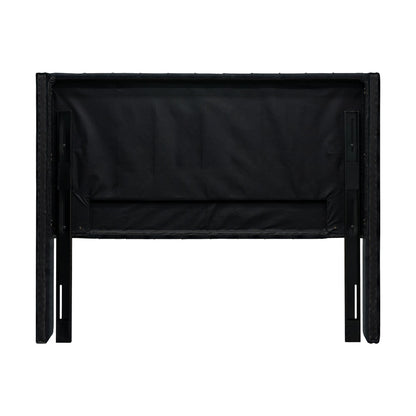 Amelia Upholstered Wingback Headboard with Button Tufting & Nailhead Trim - Black Velvet