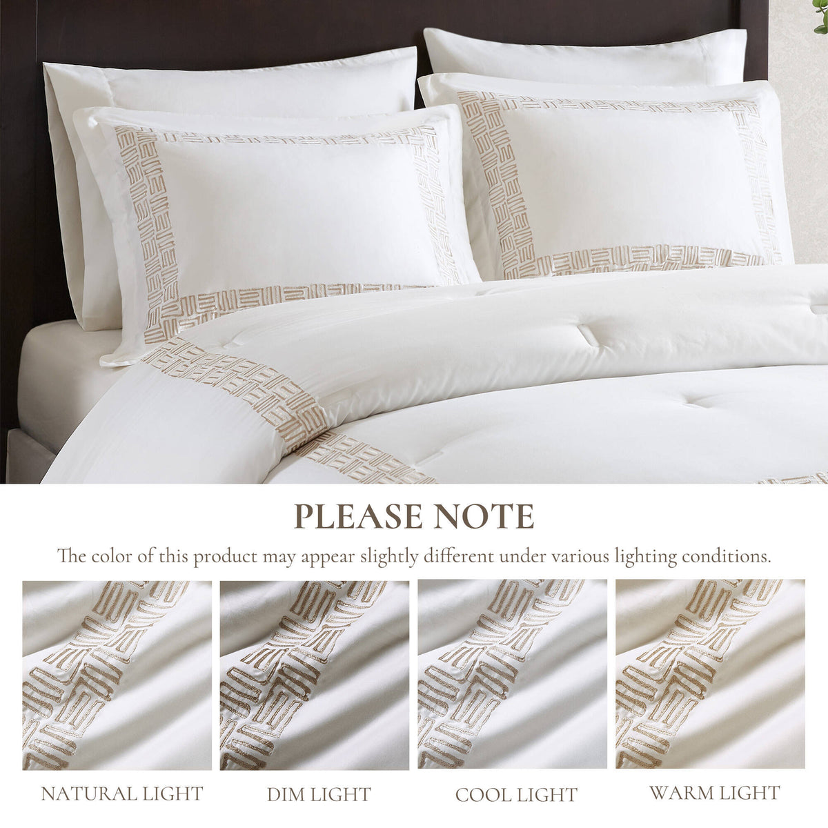 Nile 4 Piece Cotton Sateen With Embroidery Oversized Comforter Set - Multi