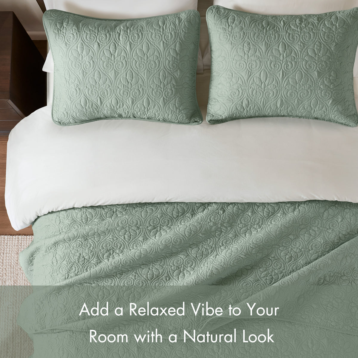 Quebec Reversible Quilt Set - Seafoam