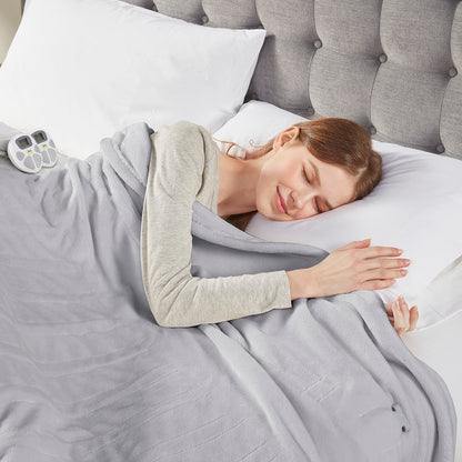 Plush Heated Blanket - Light Grey