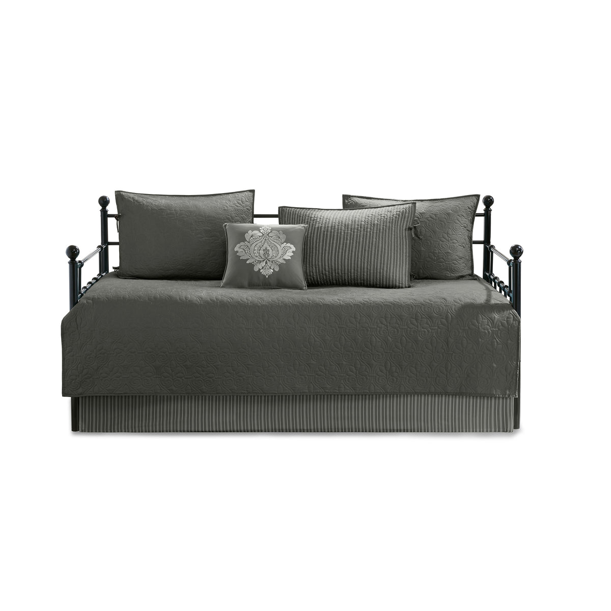 Quebec 6 Piece Reversible Daybed Cover Set - Dark Grey