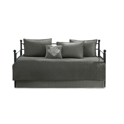 Quebec 6 Piece Reversible Daybed Cover Set - Dark Grey