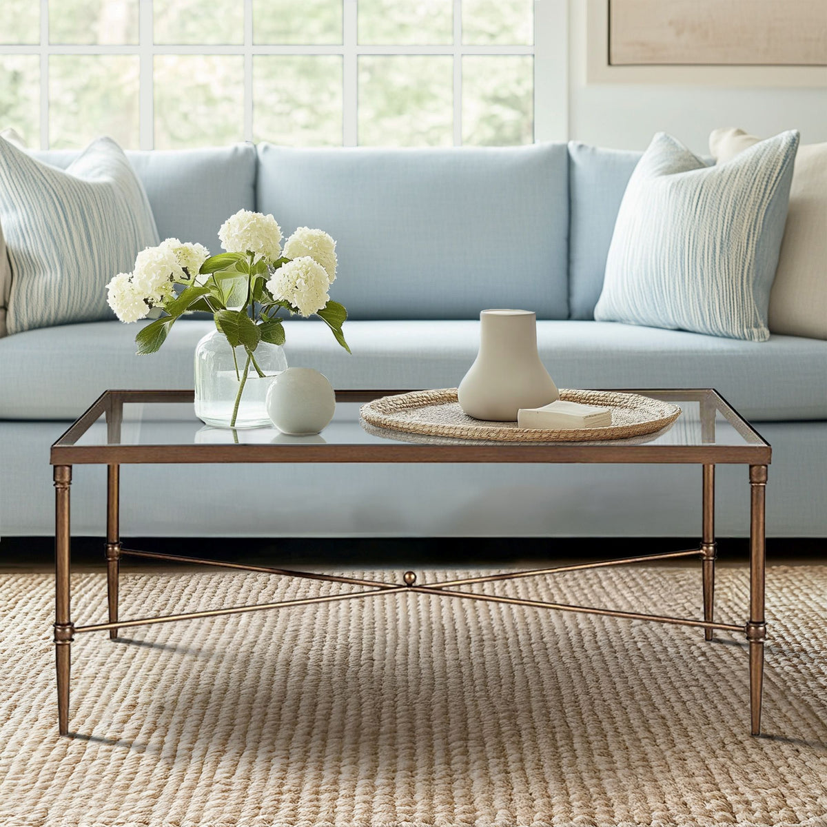 Porter Rectangular Metal & Glass Coffee Table - Bronze