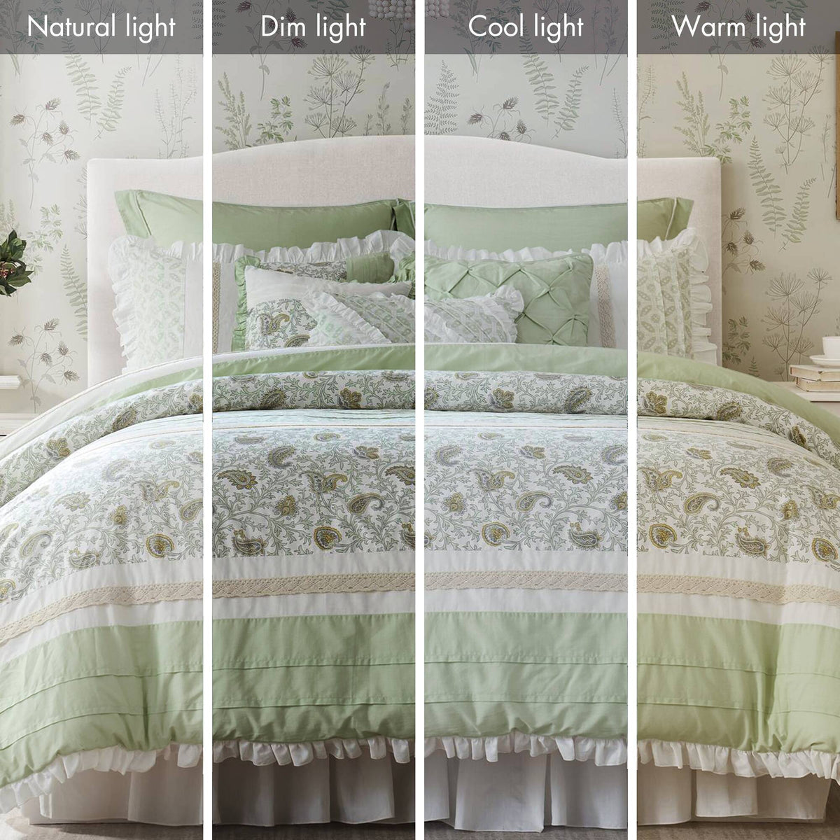 Dawn 9 Piece Cotton Percale Comforter Set - Sage Green