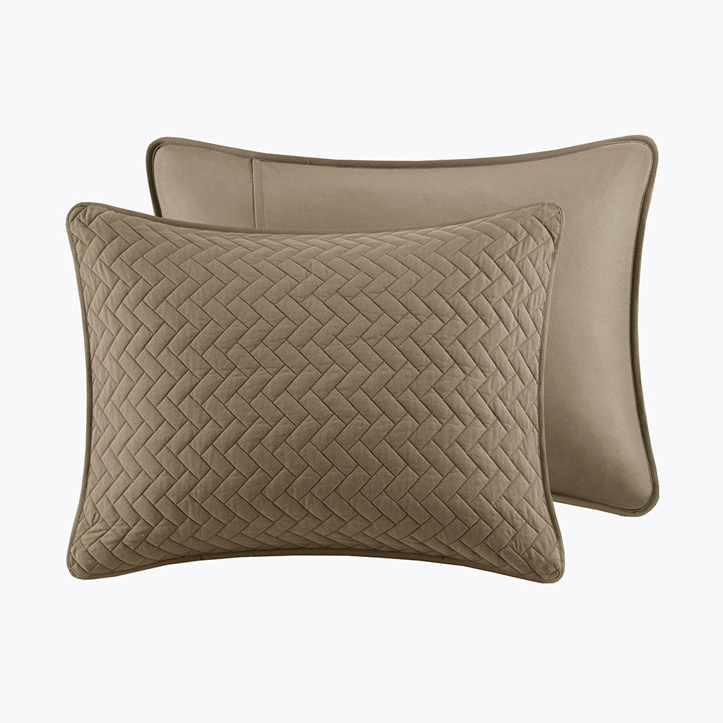 Velvet Touch 3 Piece Luxurious Oversized Quilt Set - Taupe
