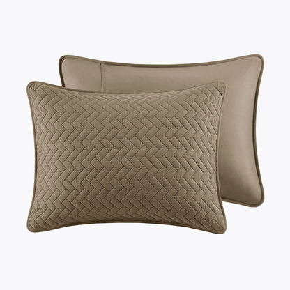 Velvet Touch 3 Piece Luxurious Oversized Quilt Set - Taupe