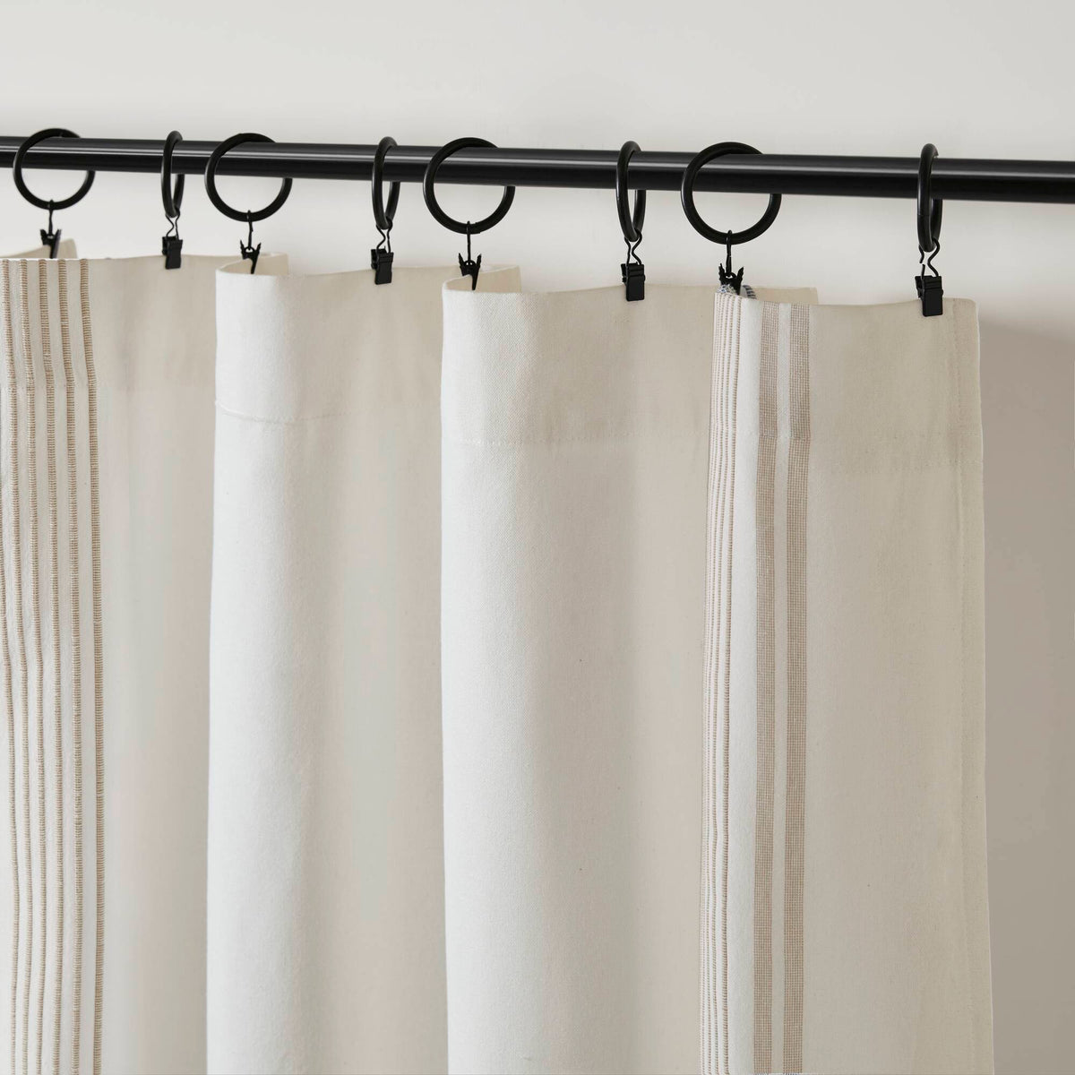 Morgan 2 window panels with 16 rings - Ivory/Taupe